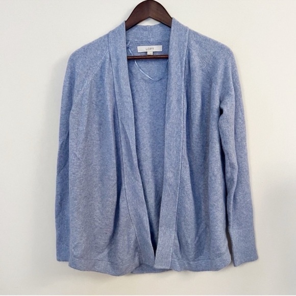 Loft Open Front Knit Cardigan Long Sleeves Periwinkle Blue Size Small - Picture 1 of 5